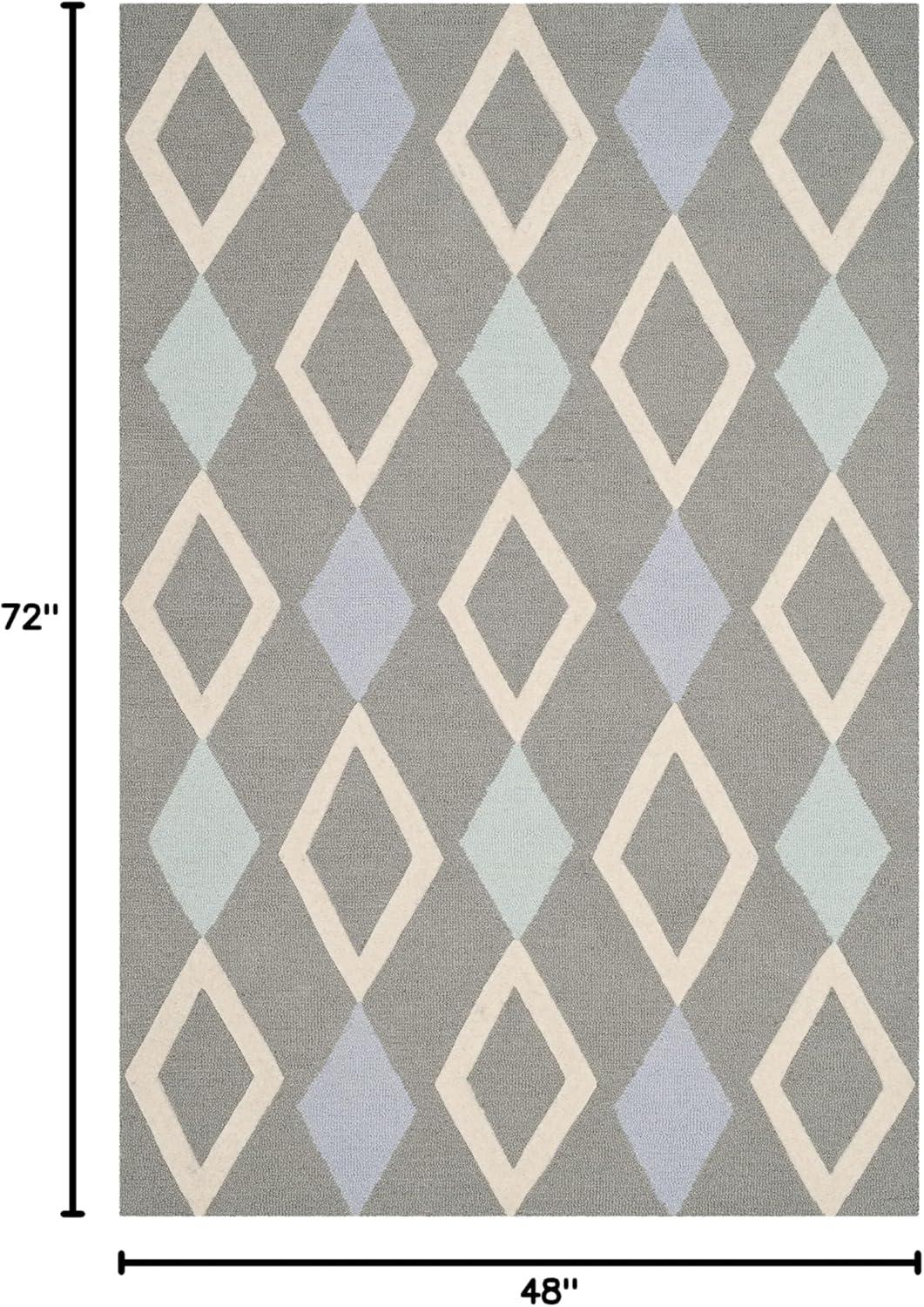 image:imageSAFAVIEH Kids Collection Area Rug 5 x 7 Grey amp Multi Handmade Diamond Wool Ideal for High Traffic Areas in Living Room Bedroom SFK902BGreyMulti