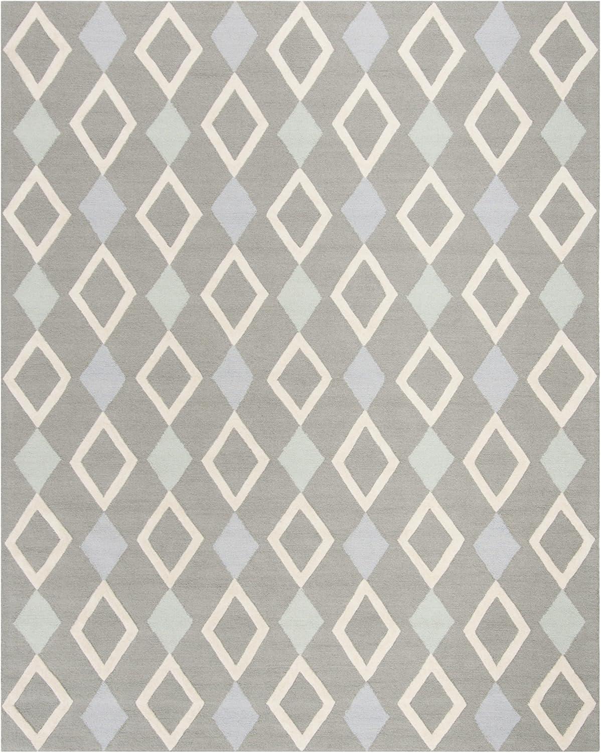 image:imageSAFAVIEH Kids Collection Area Rug 5 x 7 Grey amp Multi Handmade Diamond Wool Ideal for High Traffic Areas in Living Room Bedroom SFK902BGreyMulti