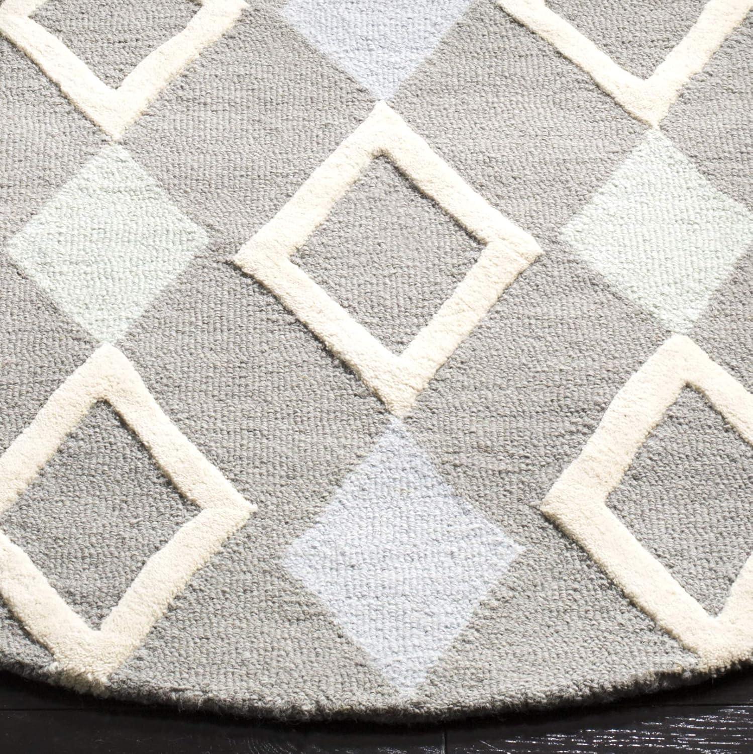 image:imageSAFAVIEH Kids Collection Area Rug 5 x 7 Grey amp Multi Handmade Diamond Wool Ideal for High Traffic Areas in Living Room Bedroom SFK902BGreyMulti