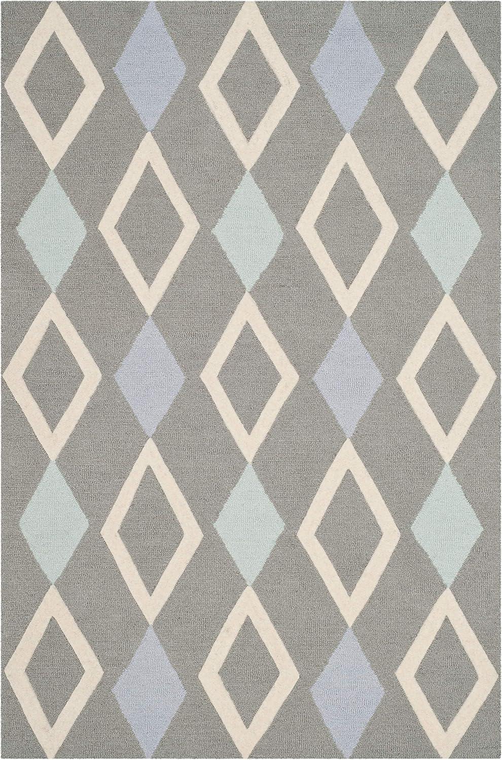 image:imageSAFAVIEH Kids Collection Area Rug 5 x 7 Grey amp Multi Handmade Diamond Wool Ideal for High Traffic Areas in Living Room Bedroom SFK902BGreyMulti