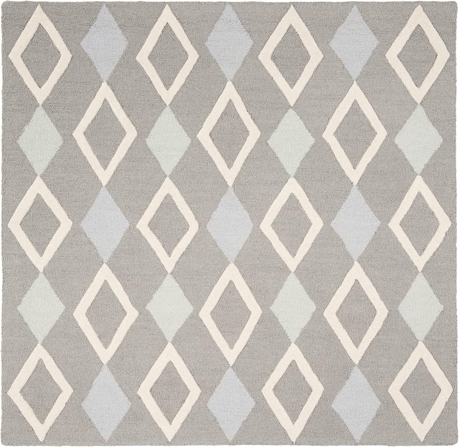 image:imageSAFAVIEH Kids Collection Area Rug 5 x 7 Grey amp Multi Handmade Diamond Wool Ideal for High Traffic Areas in Living Room Bedroom SFK902BGreyMulti
