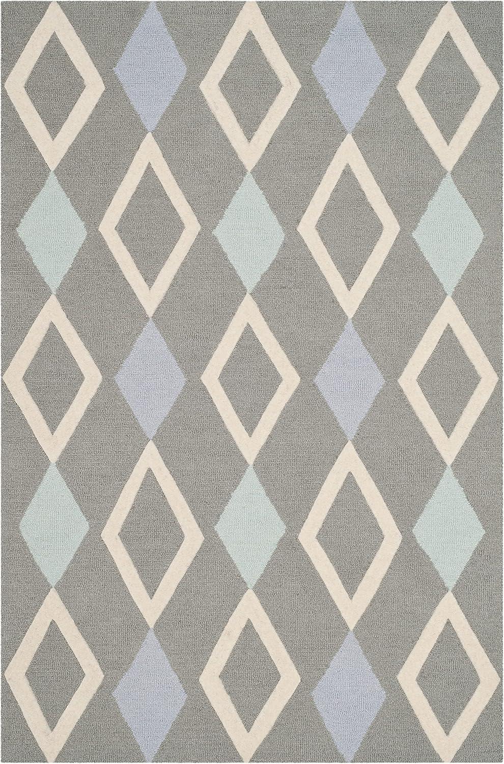 image:imageSAFAVIEH Kids Collection Area Rug 5 x 7 Grey amp Multi Handmade Diamond Wool Ideal for High Traffic Areas in Living Room Bedroom SFK902BGreyMulti