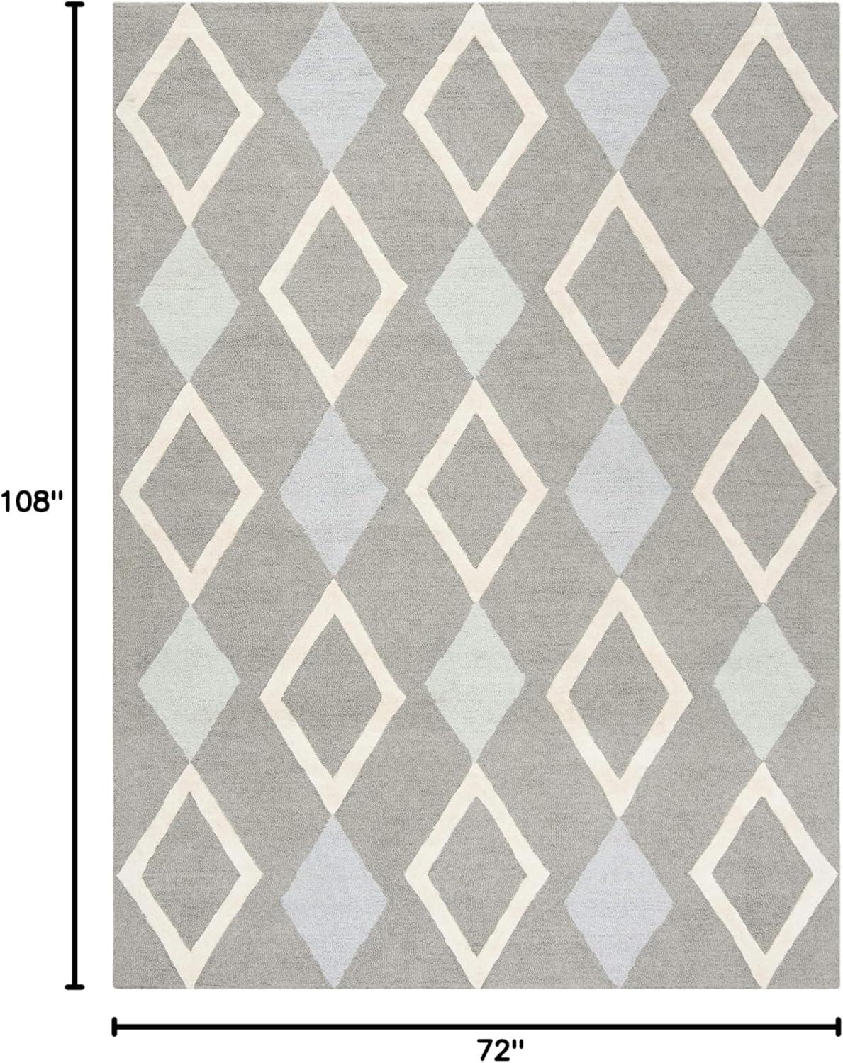 image:imageSAFAVIEH Kids Collection Area Rug 5 x 7 Grey amp Multi Handmade Diamond Wool Ideal for High Traffic Areas in Living Room Bedroom SFK902BGreyMulti