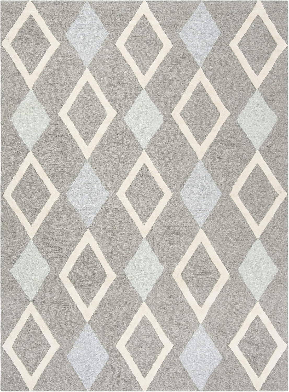 image:imageSAFAVIEH Kids Collection Area Rug 5 x 7 Grey amp Multi Handmade Diamond Wool Ideal for High Traffic Areas in Living Room Bedroom SFK902BGreyMulti