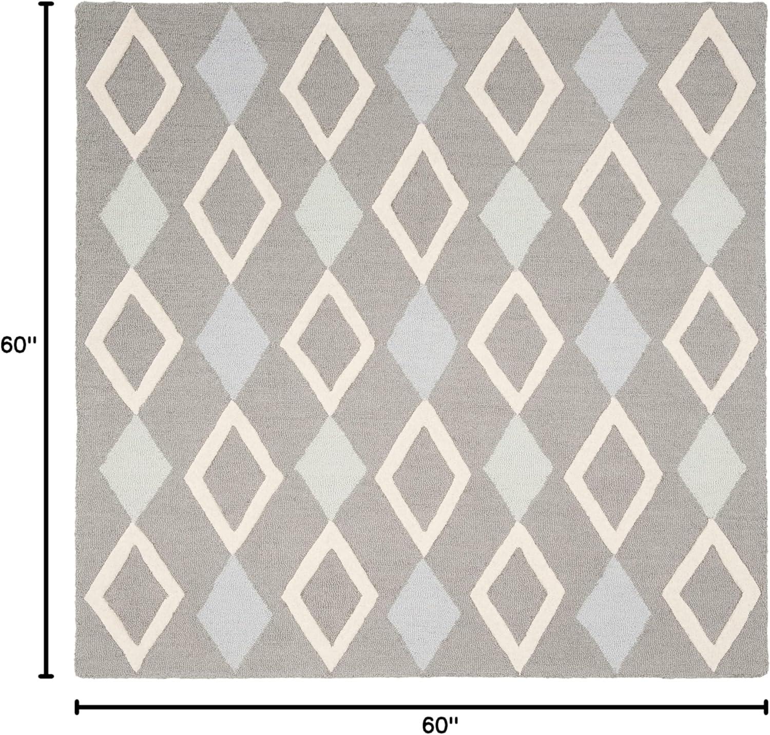 image:imageSAFAVIEH Kids Collection Area Rug 5 x 7 Grey amp Multi Handmade Diamond Wool Ideal for High Traffic Areas in Living Room Bedroom SFK902BGreyMulti