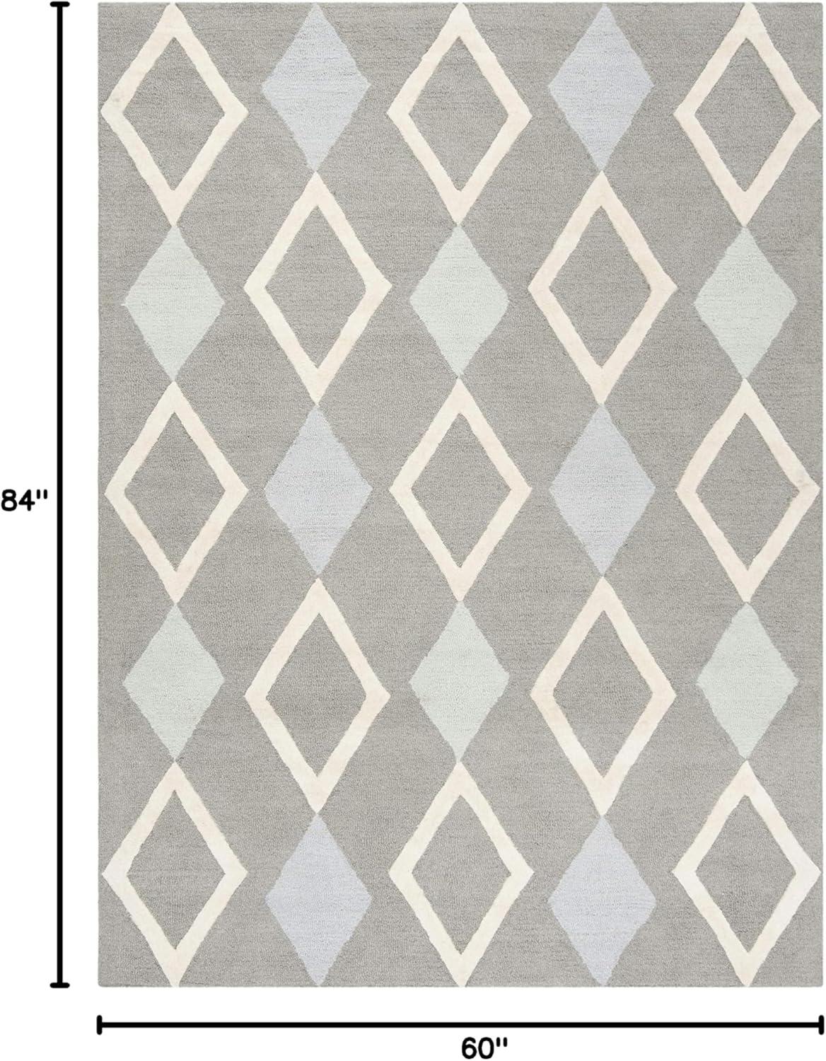image:imageSAFAVIEH Kids Collection Area Rug 5 x 7 Grey amp Multi Handmade Diamond Wool Ideal for High Traffic Areas in Living Room Bedroom SFK902BGreyMulti