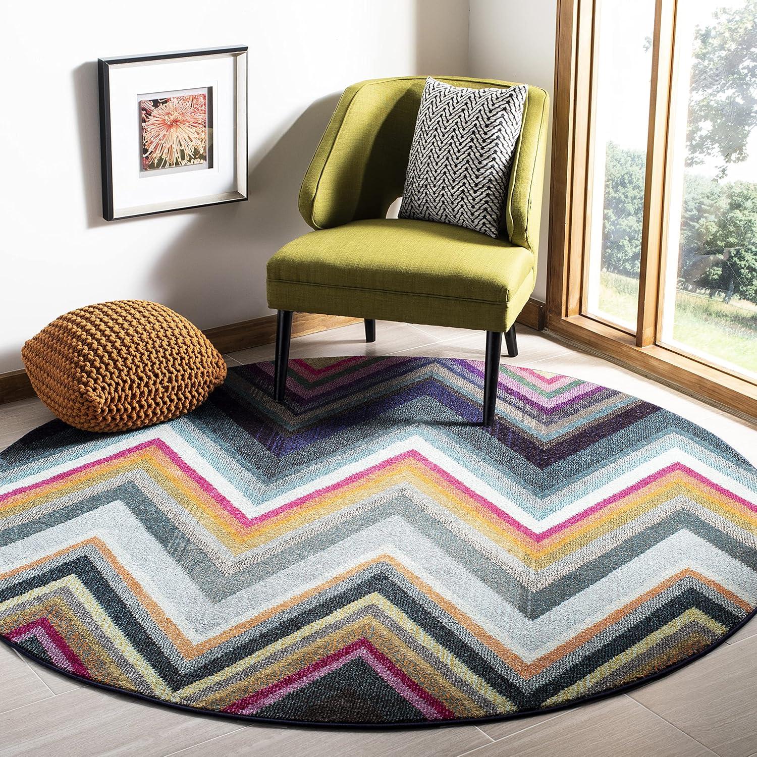 image:imageSAFAVIEH Monaco Collection Accent Rug 4 x 57 Multi Boho Chevron Design NonShedding amp Easy Care Ideal for High Traffic Areas in Entryway Living Room Bedroom MNC234FMulti Color
