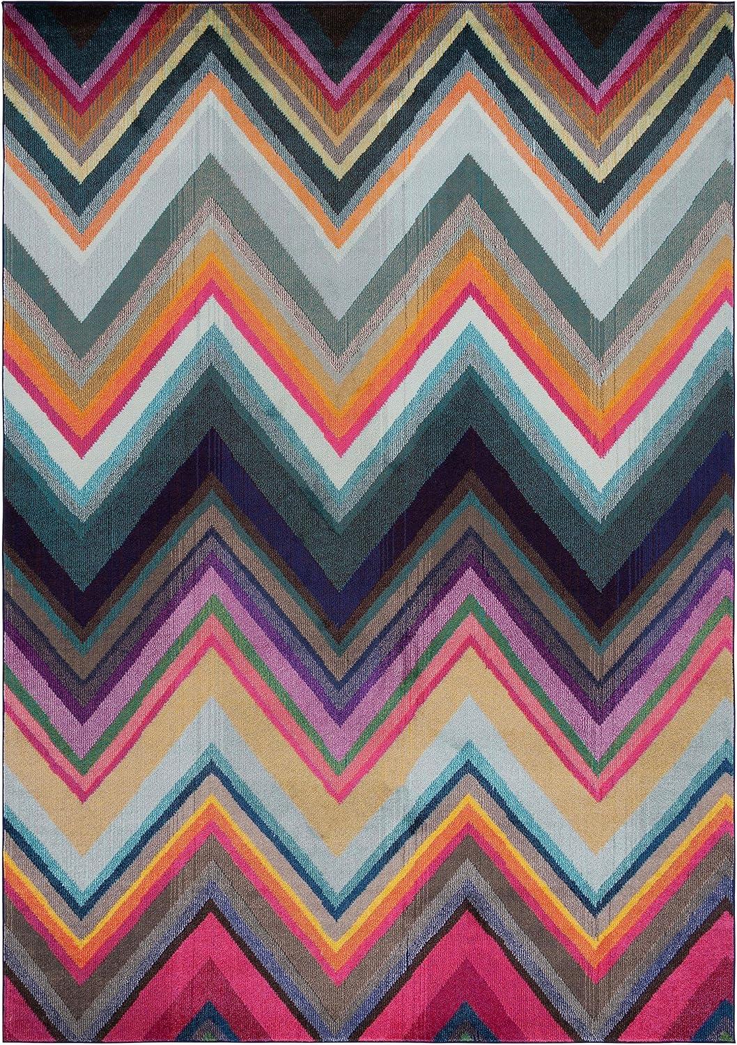 image:imageSAFAVIEH Monaco Collection Accent Rug 4 x 57 Multi Boho Chevron Design NonShedding amp Easy Care Ideal for High Traffic Areas in Entryway Living Room Bedroom MNC234FMulti Color