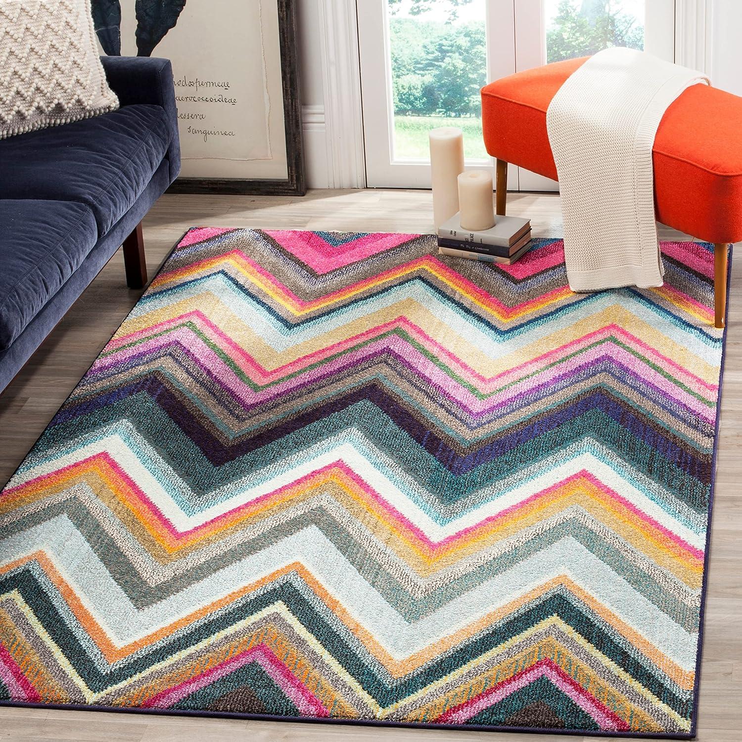 image:imageSAFAVIEH Monaco Collection Accent Rug 4 x 57 Multi Boho Chevron Design NonShedding amp Easy Care Ideal for High Traffic Areas in Entryway Living Room Bedroom MNC234FMulti Color