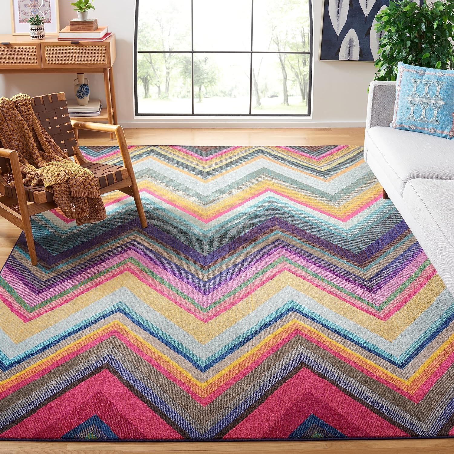 image:imageSAFAVIEH Monaco Collection Accent Rug 4 x 57 Multi Boho Chevron Design NonShedding amp Easy Care Ideal for High Traffic Areas in Entryway Living Room Bedroom MNC234FMulti Color