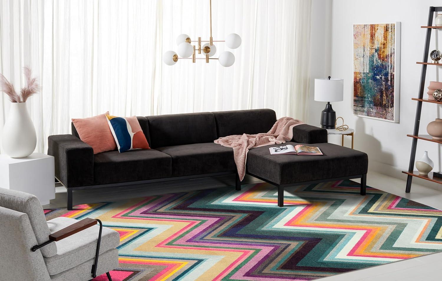 image:imageSAFAVIEH Monaco Collection Accent Rug 4 x 57 Multi Boho Chevron Design NonShedding amp Easy Care Ideal for High Traffic Areas in Entryway Living Room Bedroom MNC234FMulti Color