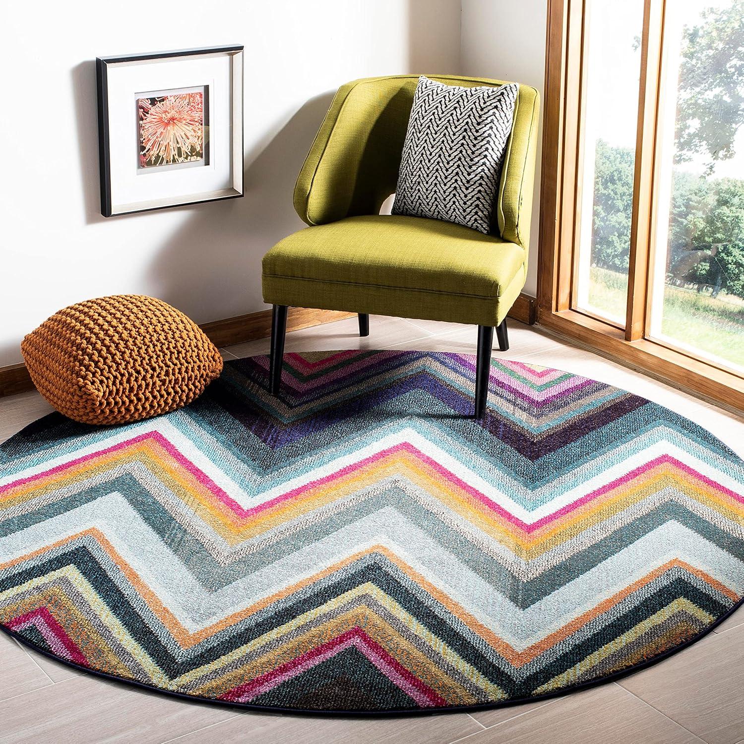 image:imageSAFAVIEH Monaco Collection Accent Rug 4 x 57 Multi Boho Chevron Design NonShedding amp Easy Care Ideal for High Traffic Areas in Entryway Living Room Bedroom MNC234FMulti Color