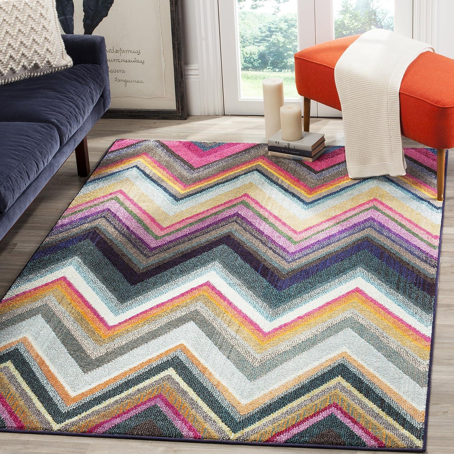 image:imageSAFAVIEH Monaco Collection Accent Rug 4 x 57 Multi Boho Chevron Design NonShedding amp Easy Care Ideal for High Traffic Areas in Entryway Living Room Bedroom MNC234FMulti Color