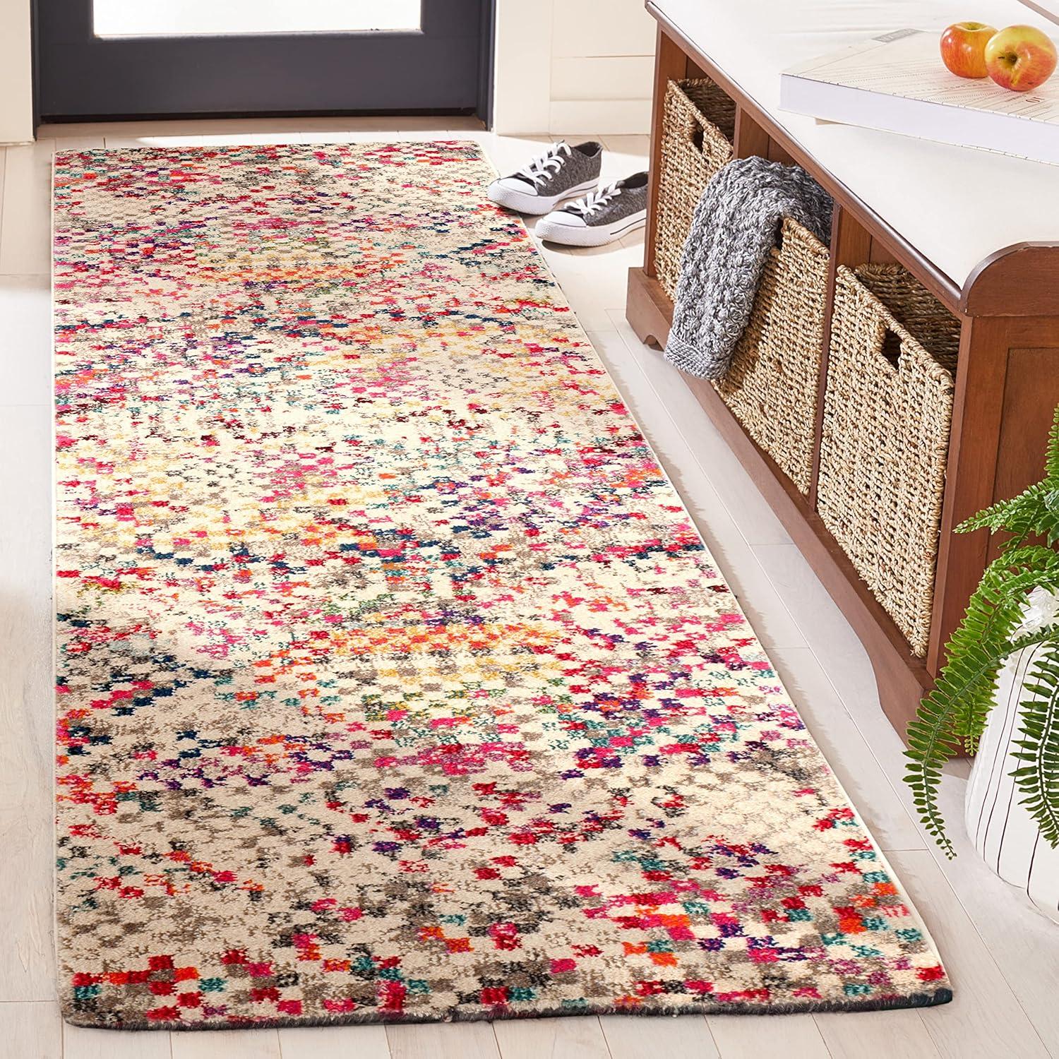 image:imageSAFAVIEH Monaco Collection Area Rug 51 x 77 Grey amp Multi Boho Pixel Abstract Design NonShedding amp Easy Care Ideal for High Traffic Areas in Living Room Bedroom MNC241GGreyMulti