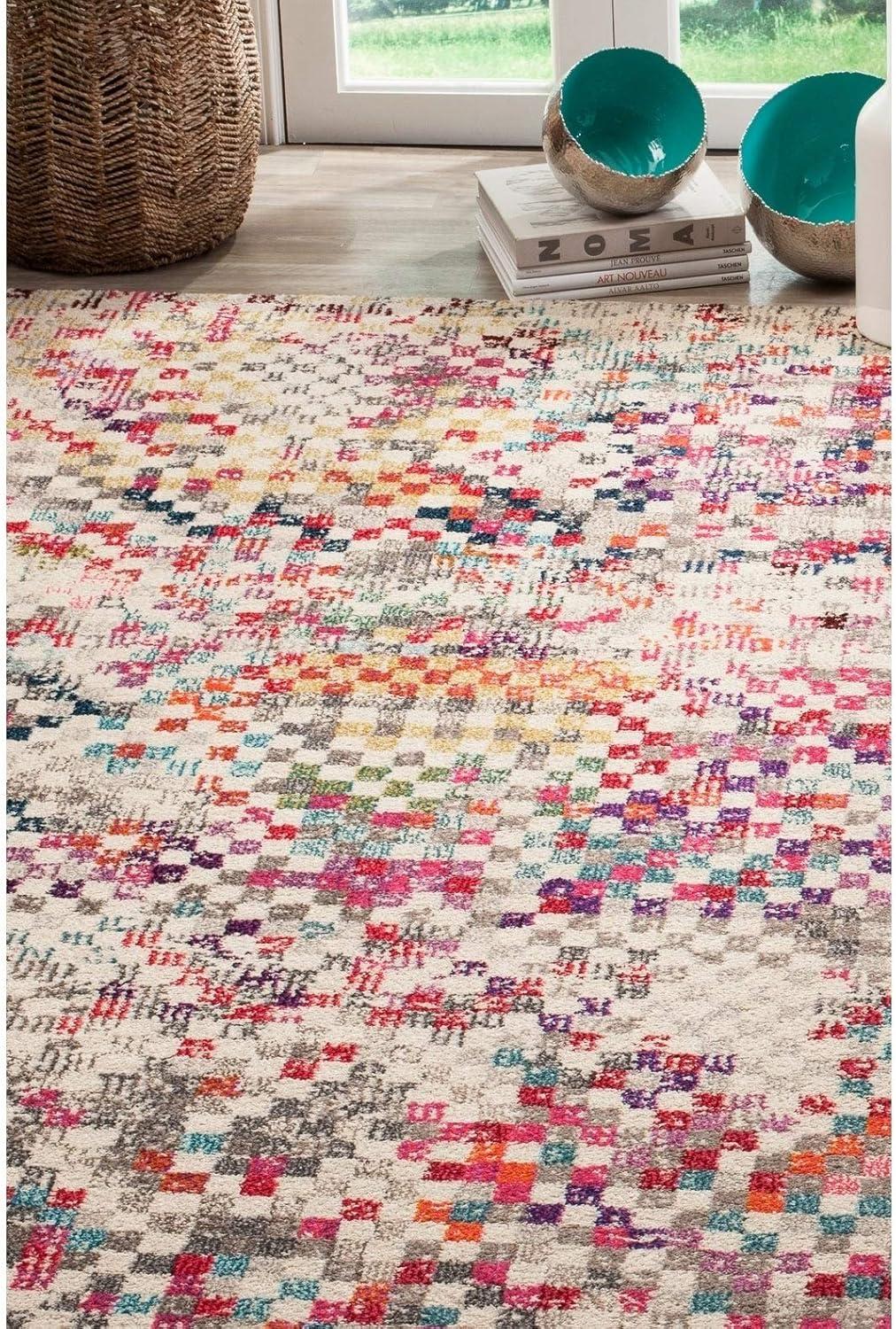 image:imageSAFAVIEH Monaco Collection Area Rug 51 x 77 Grey amp Multi Boho Pixel Abstract Design NonShedding amp Easy Care Ideal for High Traffic Areas in Living Room Bedroom MNC241GGreyMulti