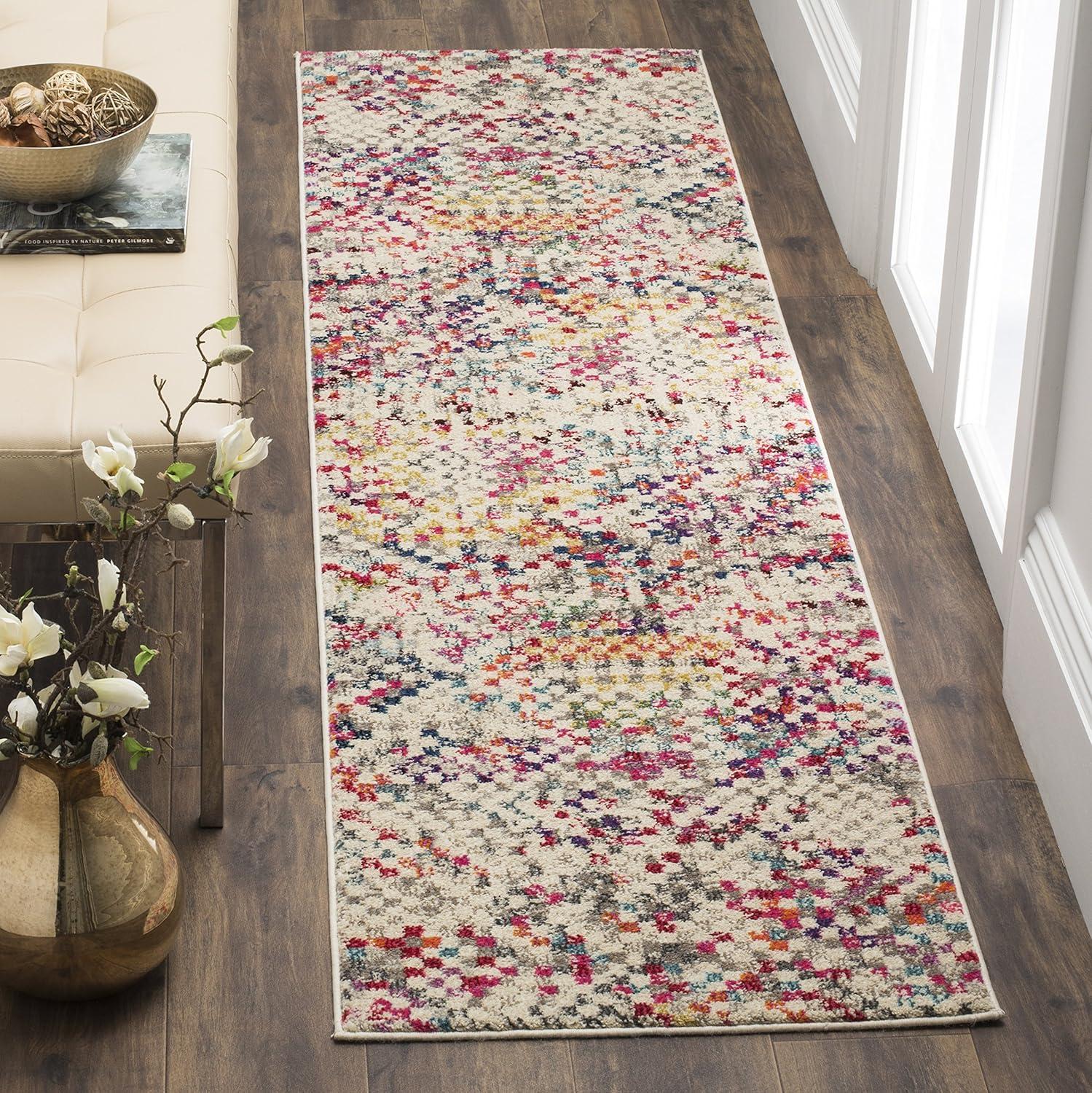 image:imageSAFAVIEH Monaco Collection Area Rug 51 x 77 Grey amp Multi Boho Pixel Abstract Design NonShedding amp Easy Care Ideal for High Traffic Areas in Living Room Bedroom MNC241GGreyMulti