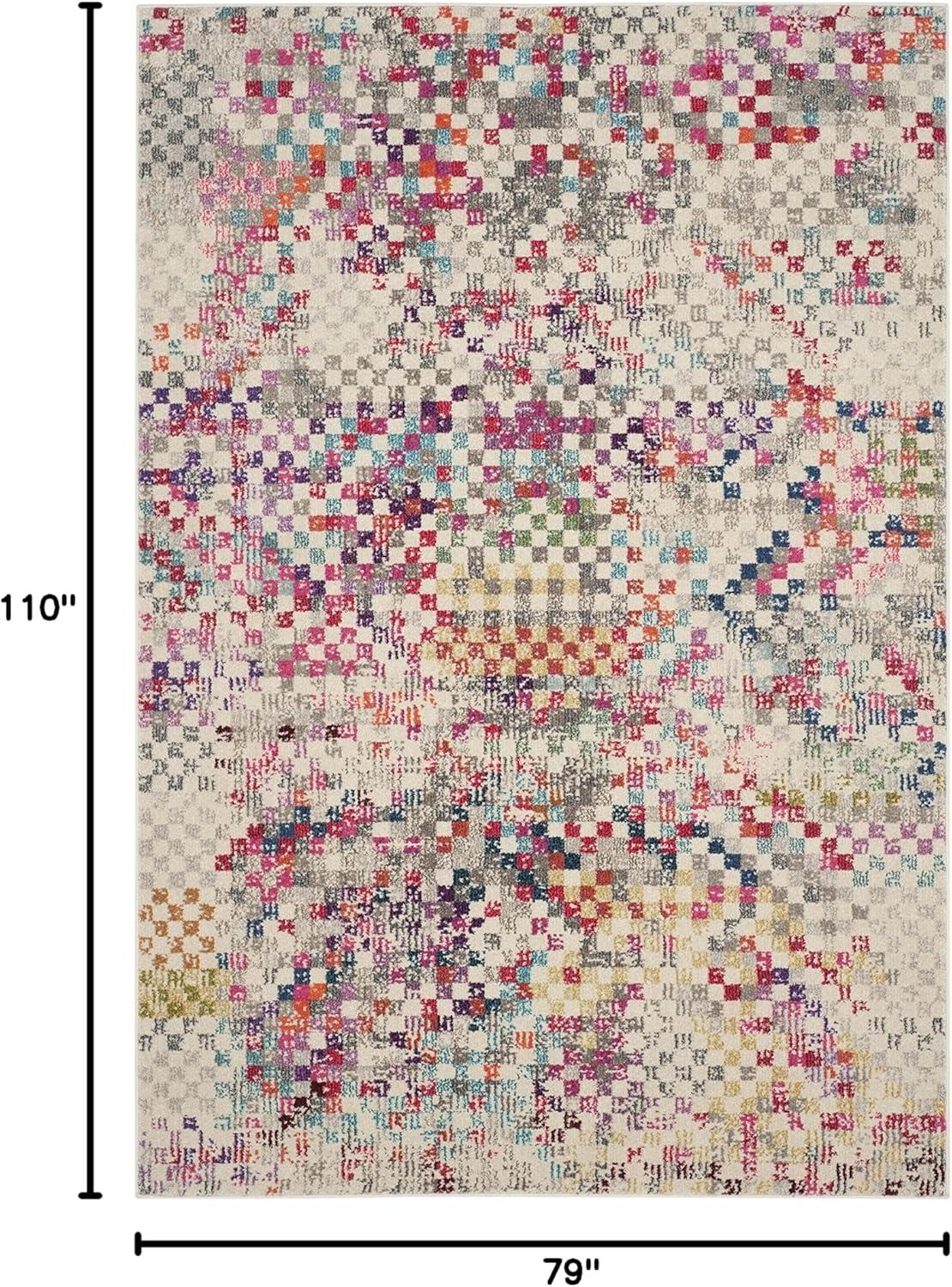 image:imageSAFAVIEH Monaco Collection Area Rug 51 x 77 Grey amp Multi Boho Pixel Abstract Design NonShedding amp Easy Care Ideal for High Traffic Areas in Living Room Bedroom MNC241GGreyMulti