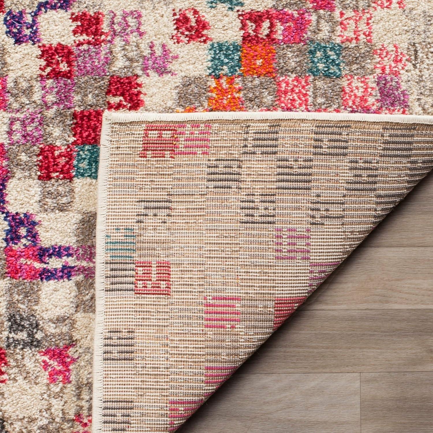 image:imageSAFAVIEH Monaco Collection Area Rug 51 x 77 Grey amp Multi Boho Pixel Abstract Design NonShedding amp Easy Care Ideal for High Traffic Areas in Living Room Bedroom MNC241GGreyMulti