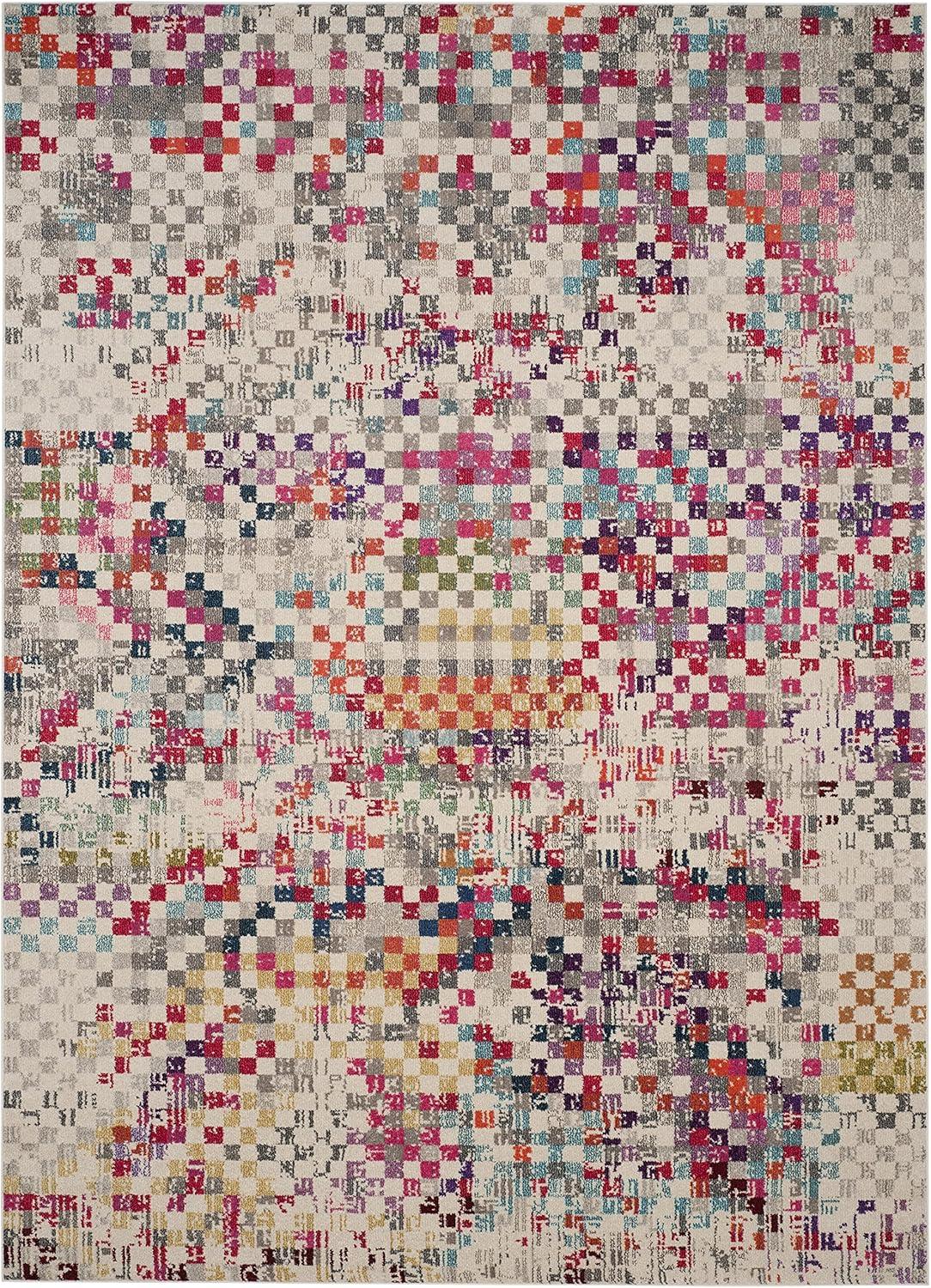image:imageSAFAVIEH Monaco Collection Area Rug 51 x 77 Grey amp Multi Boho Pixel Abstract Design NonShedding amp Easy Care Ideal for High Traffic Areas in Living Room Bedroom MNC241GGreyMulti
