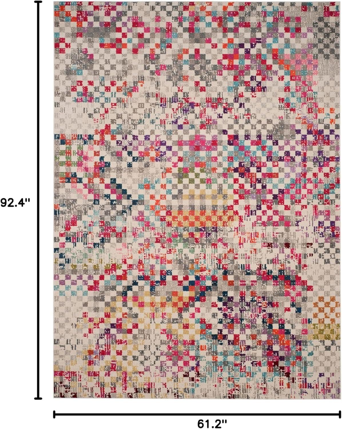 image:imageSAFAVIEH Monaco Collection Area Rug 51 x 77 Grey amp Multi Boho Pixel Abstract Design NonShedding amp Easy Care Ideal for High Traffic Areas in Living Room Bedroom MNC241GGreyMulti