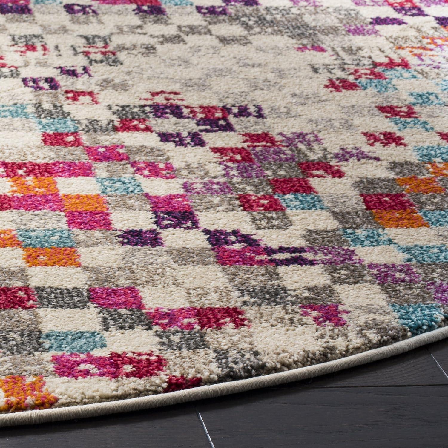 image:imageSAFAVIEH Monaco Collection Area Rug 51 x 77 Grey amp Multi Boho Pixel Abstract Design NonShedding amp Easy Care Ideal for High Traffic Areas in Living Room Bedroom MNC241GGreyMulti