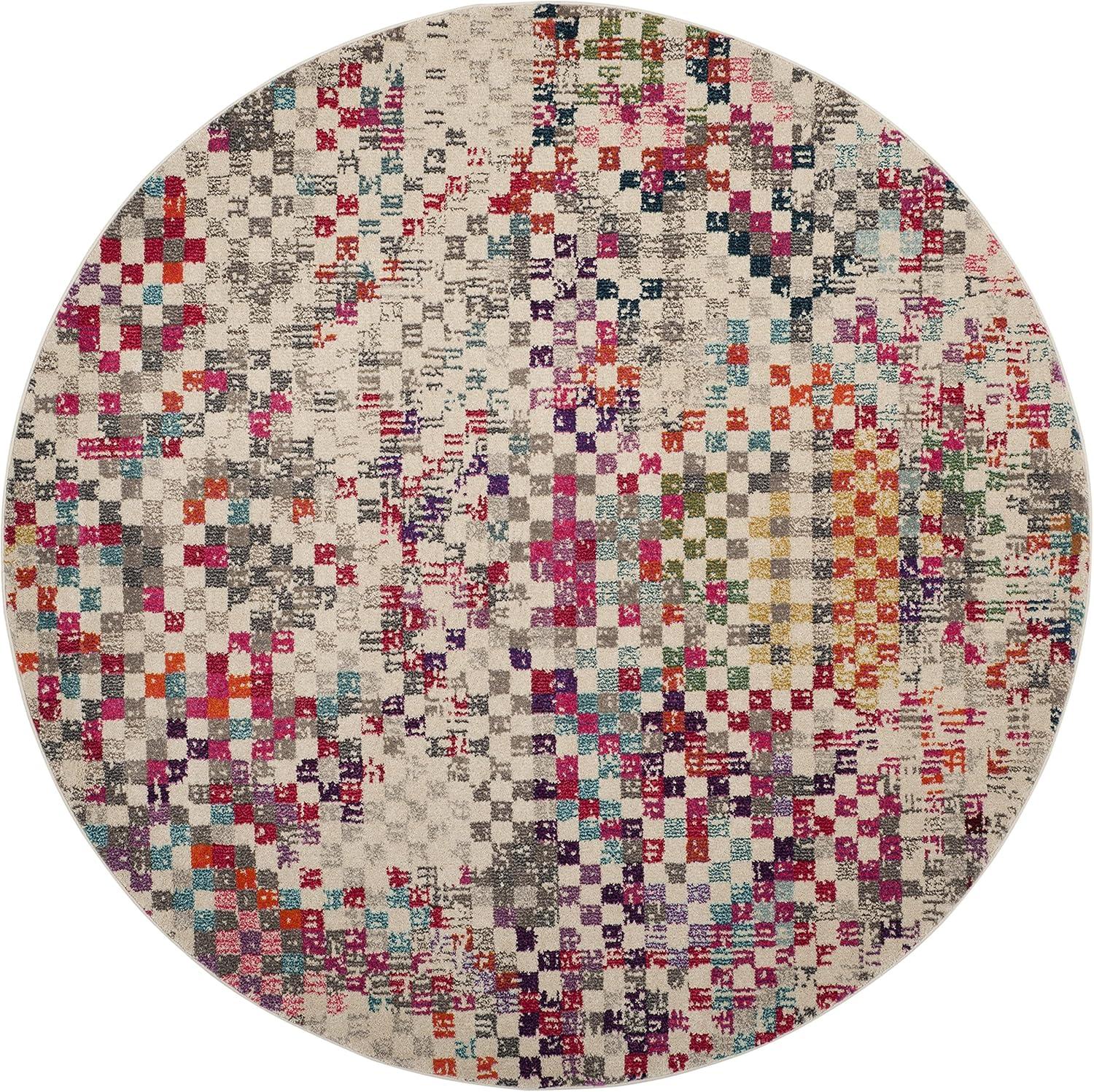 image:imageSAFAVIEH Monaco Collection Area Rug 51 x 77 Grey amp Multi Boho Pixel Abstract Design NonShedding amp Easy Care Ideal for High Traffic Areas in Living Room Bedroom MNC241GGreyMulti