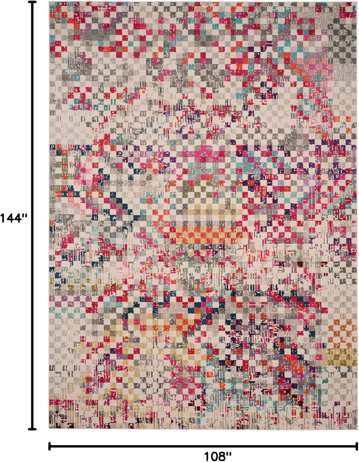 image:imageSAFAVIEH Monaco Collection Area Rug 51 x 77 Grey amp Multi Boho Pixel Abstract Design NonShedding amp Easy Care Ideal for High Traffic Areas in Living Room Bedroom MNC241GGreyMulti