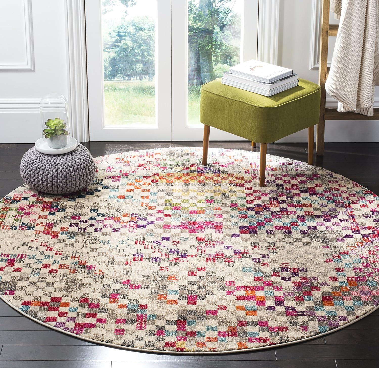 image:imageSAFAVIEH Monaco Collection Area Rug 51 x 77 Grey amp Multi Boho Pixel Abstract Design NonShedding amp Easy Care Ideal for High Traffic Areas in Living Room Bedroom MNC241GGreyMulti