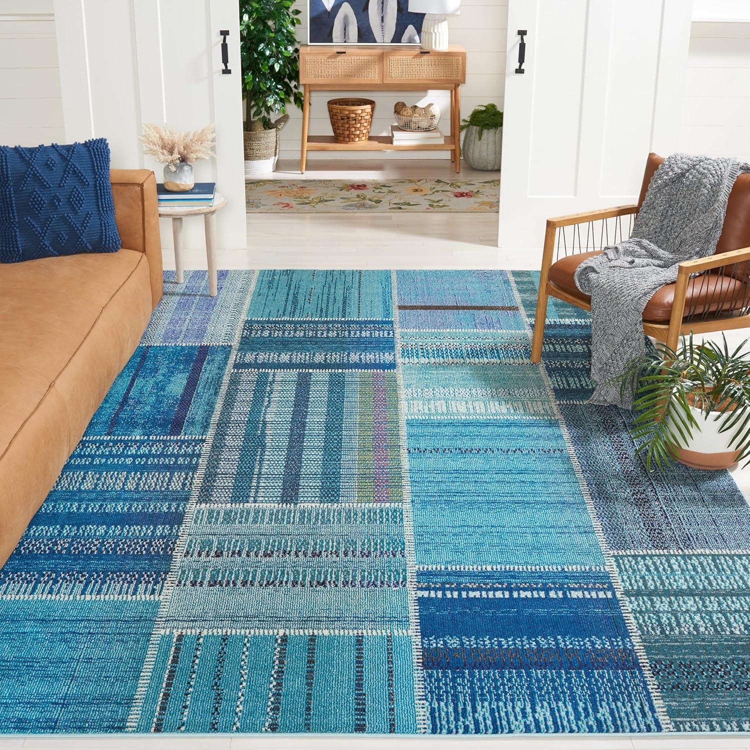 image:imageSAFAVIEH Monaco Collection Area Rug 51 x 77 Multi Modern Patchwork Distressed Design NonShedding amp Easy Care Ideal for High Traffic Areas in Living Room Bedroom MNC215FMulti Color