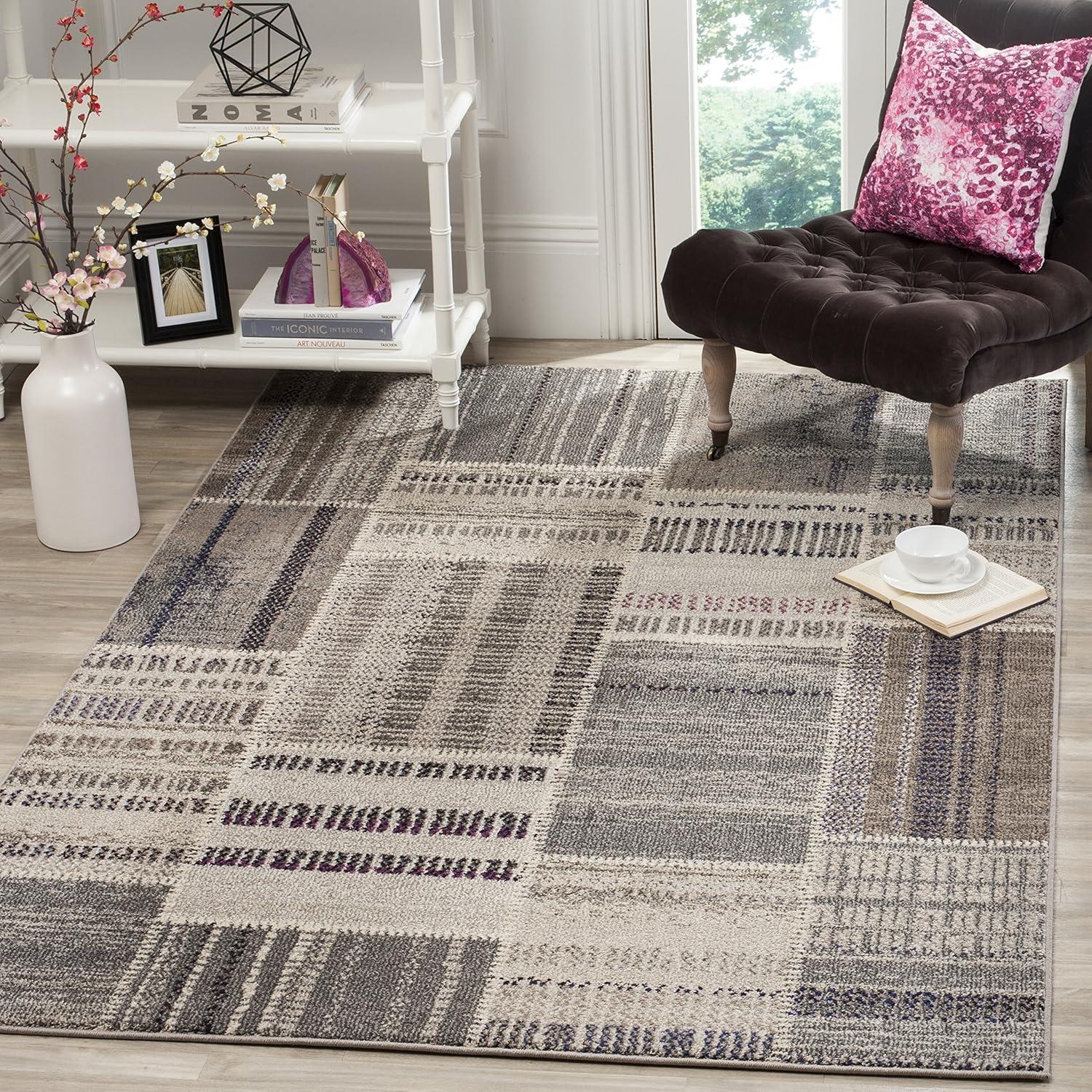 image:imageSAFAVIEH Monaco Collection Area Rug 51 x 77 Multi Modern Patchwork Distressed Design NonShedding amp Easy Care Ideal for High Traffic Areas in Living Room Bedroom MNC215FGreyMulti