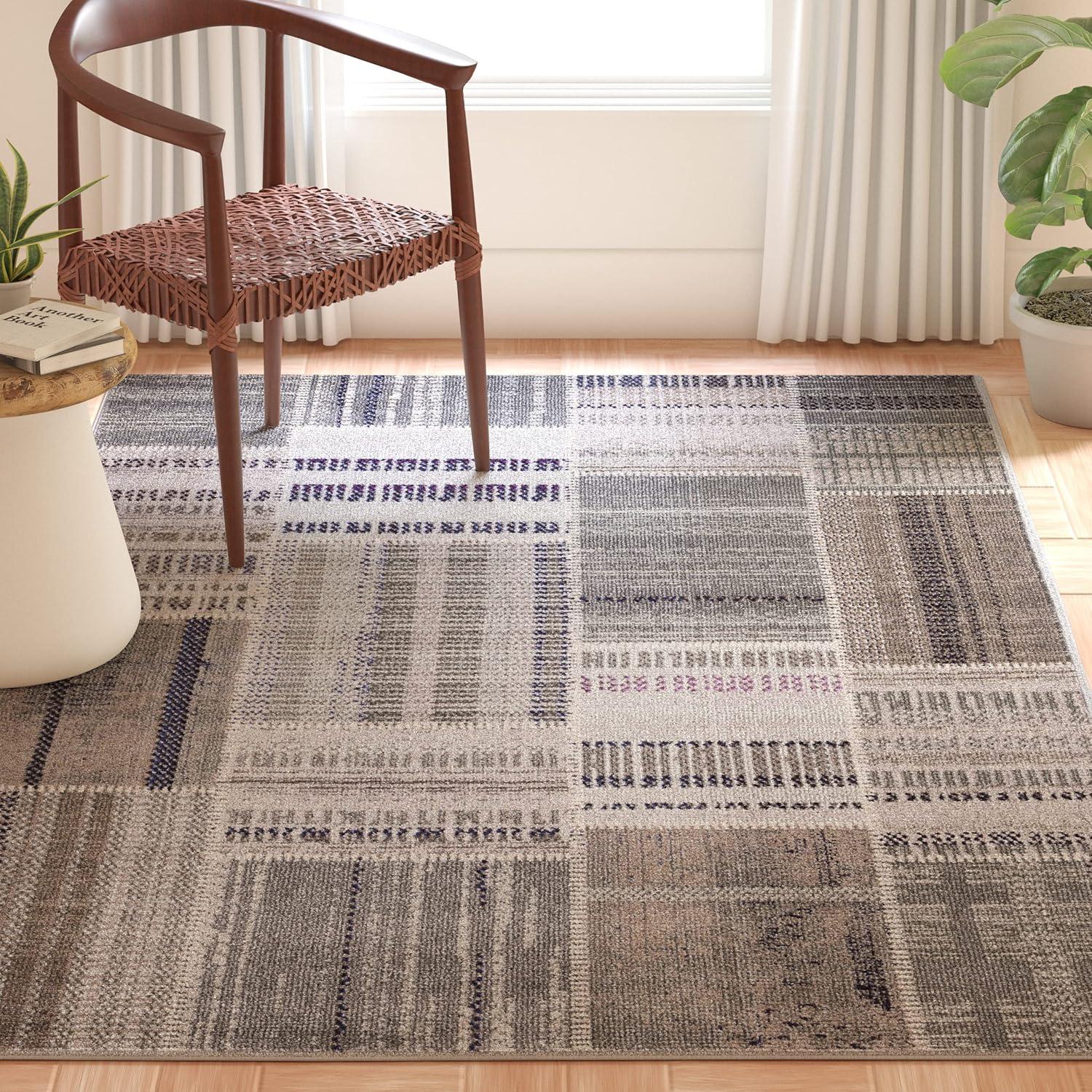 image:imageSAFAVIEH Monaco Collection Area Rug 51 x 77 Multi Modern Patchwork Distressed Design NonShedding amp Easy Care Ideal for High Traffic Areas in Living Room Bedroom MNC215FGreyMulti