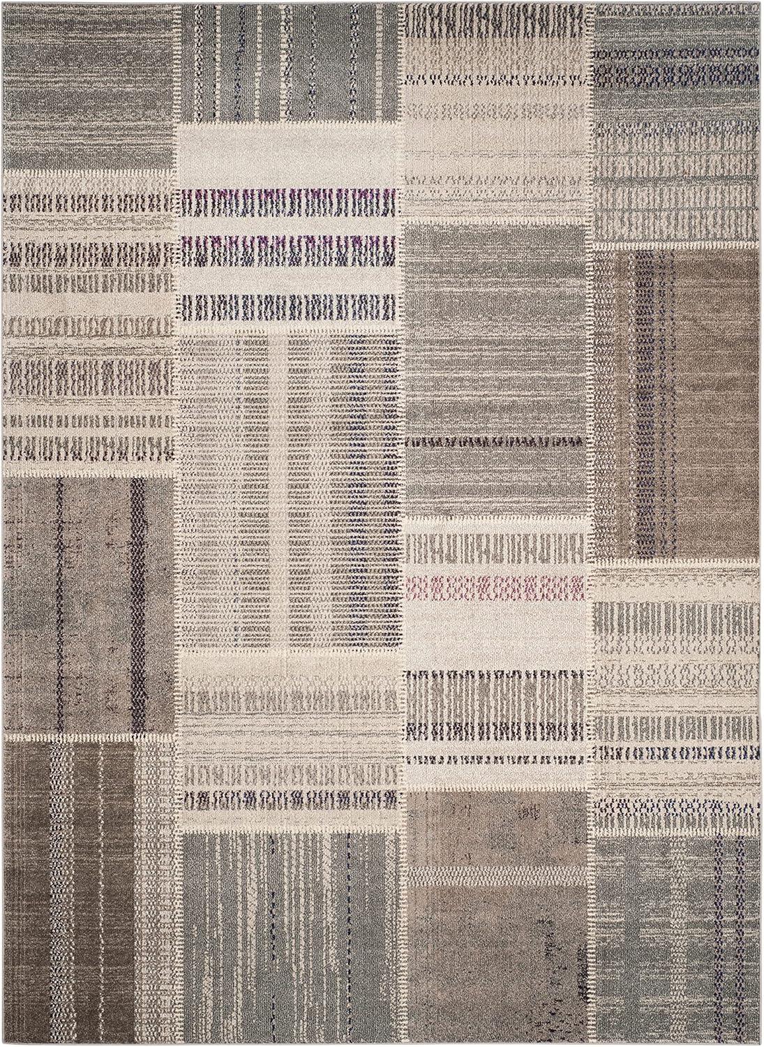 image:imageSAFAVIEH Monaco Collection Area Rug 51 x 77 Multi Modern Patchwork Distressed Design NonShedding amp Easy Care Ideal for High Traffic Areas in Living Room Bedroom MNC215FGreyMulti