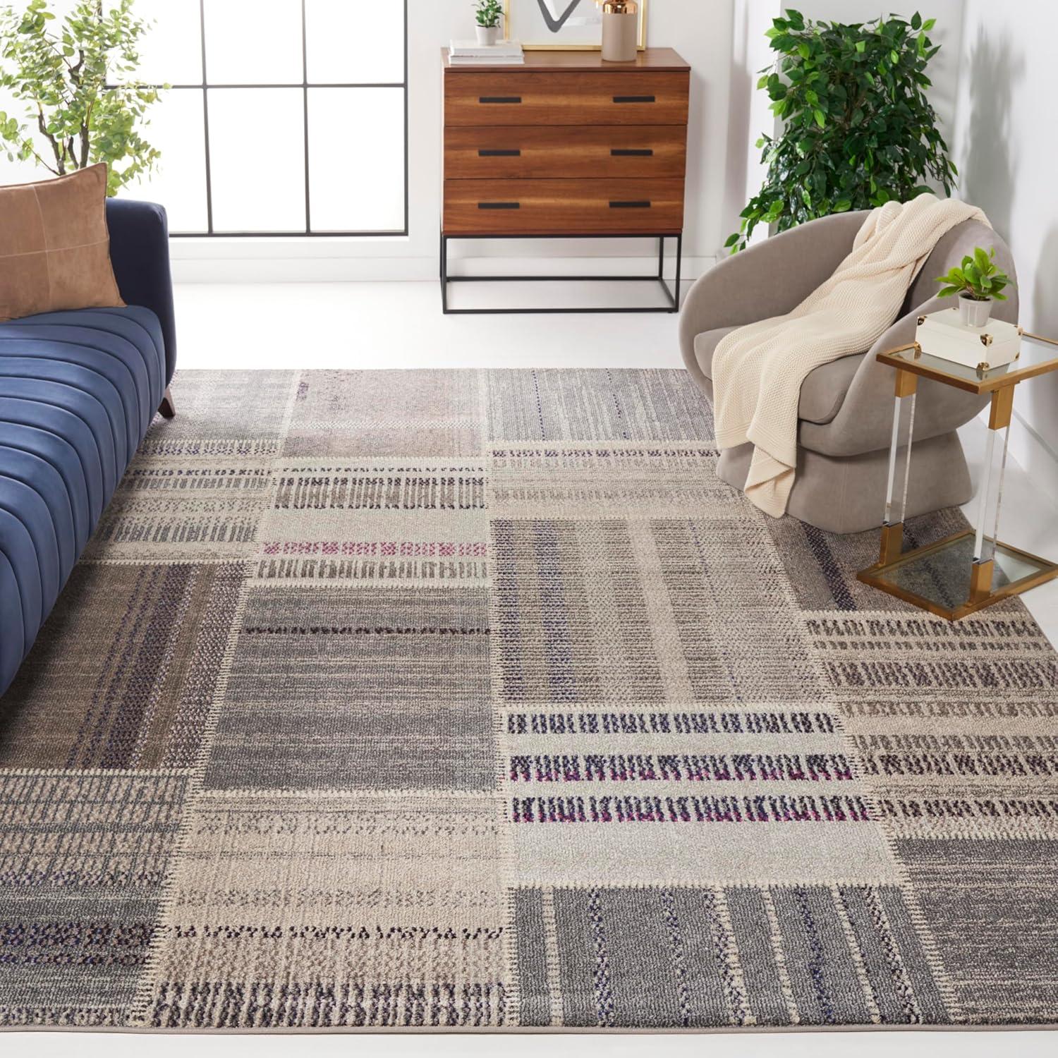 image:imageSAFAVIEH Monaco Collection Area Rug 51 x 77 Multi Modern Patchwork Distressed Design NonShedding amp Easy Care Ideal for High Traffic Areas in Living Room Bedroom MNC215FGreyMulti