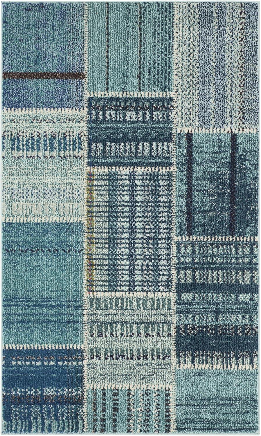 image:imageSAFAVIEH Monaco Collection Area Rug 51 x 77 Multi Modern Patchwork Distressed Design NonShedding amp Easy Care Ideal for High Traffic Areas in Living Room Bedroom MNC215FMulti Color