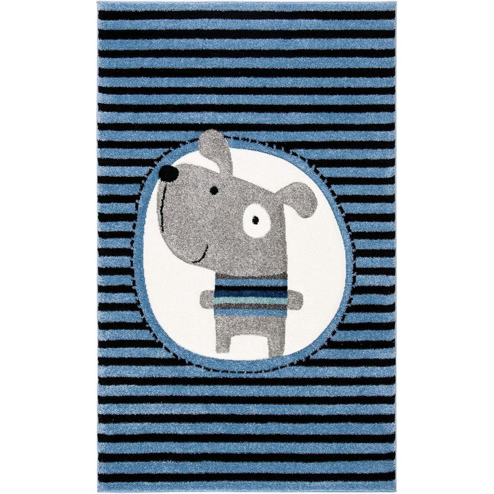 image:imageSAFAVIEH Carousel Kids Collection Accent Rug  33 x 53 Navy amp Ivory Stripe Design NonShedding amp Easy Care Ideal for High Traffic Areas for Boys amp Girls in Playroom Nursery Bedroom CRK126NNavyIvory