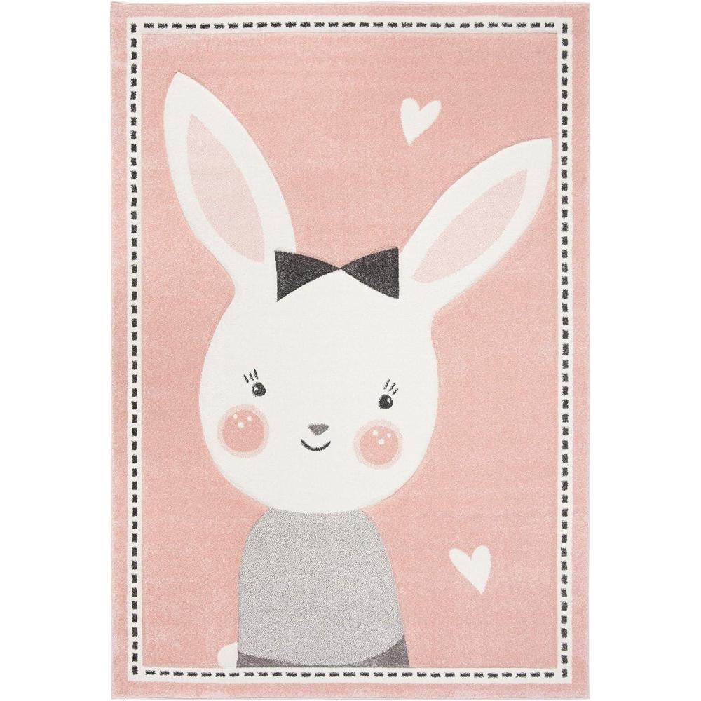 image:imageSAFAVIEH Carousel Kids Collection Accent Rug  33 x 53 Pink amp Ivory Bunny Design NonShedding amp Easy Care Ideal for High Traffic Areas for Boys amp Girls in Playroom Nursery Bedroom CRK166PPinkIvory