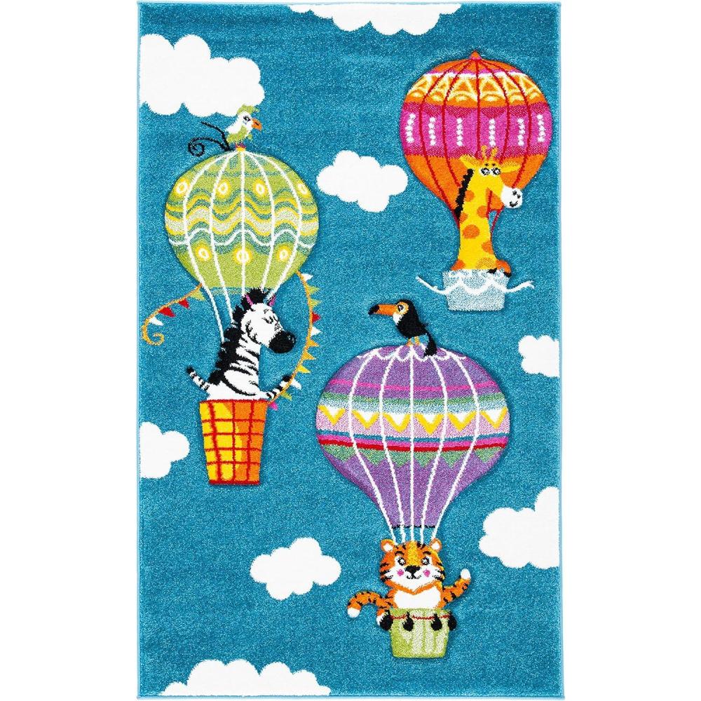 image:imageSAFAVIEH Carousel Kids Collection Accent Rug 4 x 6 Blue amp Green NonShedding amp Easy Care Ideal for High Traffic Areas for Boys amp Girls in Playroom Nursery Bedroom CRK118MBlueGreen
