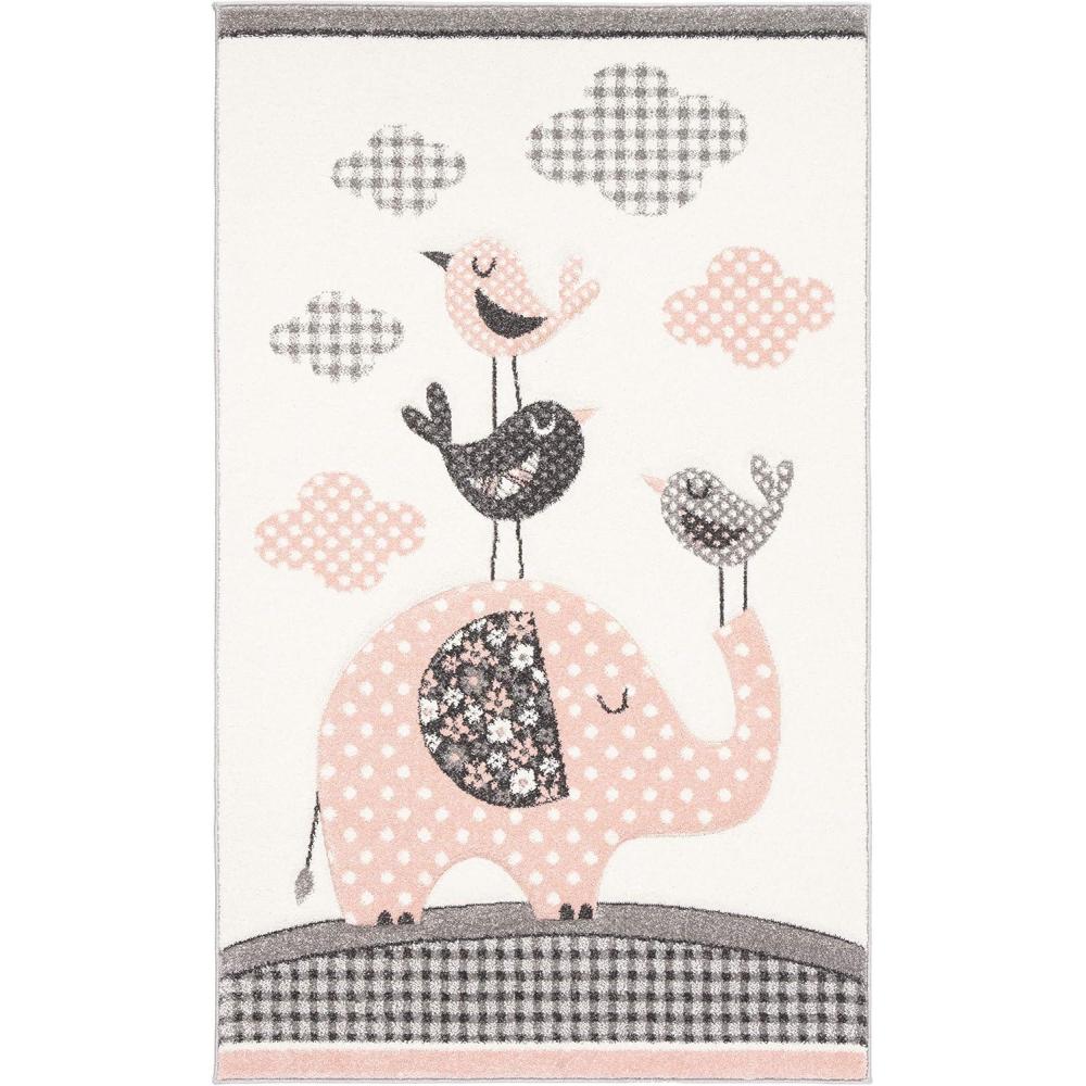 image:imageSAFAVIEH Carousel Kids Collection Area Rug  67 x 9 Pink amp Ivory Animal Design NonShedding amp Easy Care Ideal for High Traffic Areas for Boys amp Girls in Playroom Nursery Bedroom CRK127PPinkIvory