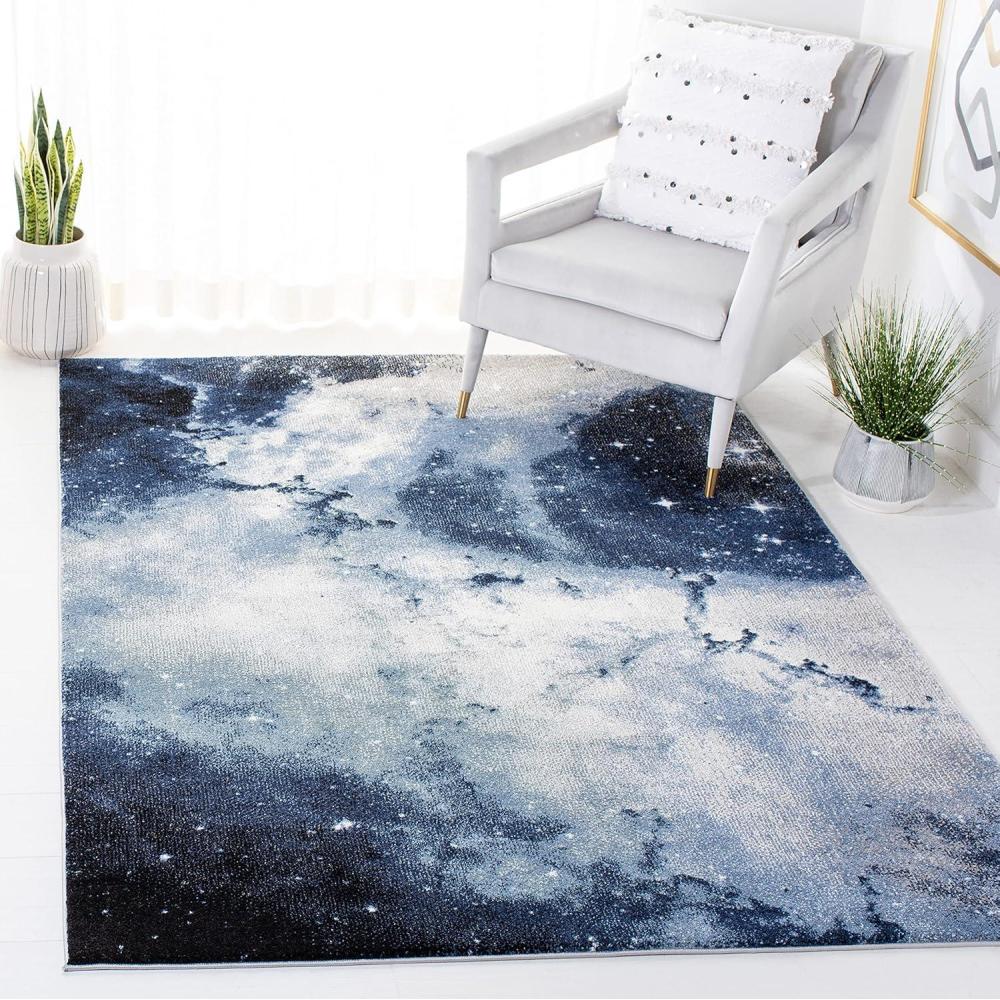 image:imageSAFAVIEH Galaxy Collection Area Rug  53 x 76 Orange amp Multi Abstract Design NonShedding amp Easy Care Ideal for High Traffic Areas in Living Room Bedroom GAL109DBlueIvory