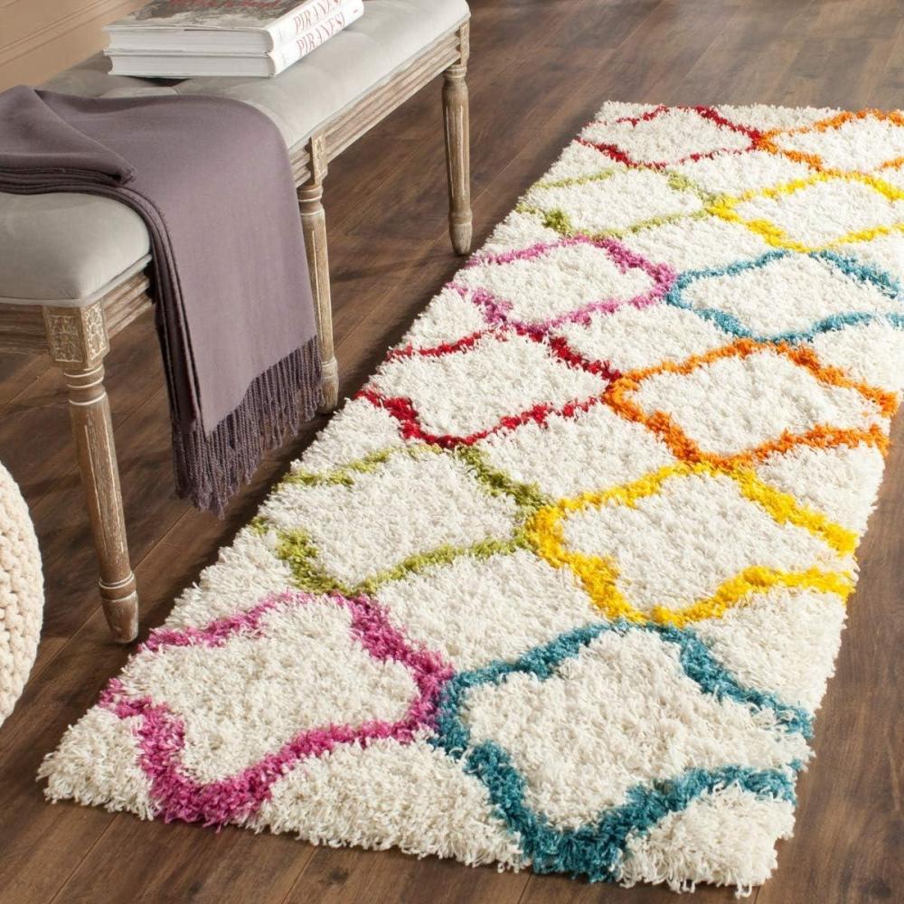 image:imageSAFAVIEH Kids Shag Collection Accent Rug  4 x 6 Ivory amp Multi Rainbow Design NonShedding amp Easy Care 2inch Thick Ideal for High Traffic Areas in Entryway Living Room Bedroom SGK567AIvoryMulti