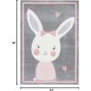 SAFAVIEH Carousel Kids Collection Accent Rug – 3’3″ x 5’3″, Pink & Ivory, Bunny Design, Non-Shedding & Easy Care, Ideal for High Traffic Areas for Boys & Girls in Playroom, Nursery, Bedroom (CRK166P)(Grey/Ivory)