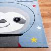 SAFAVIEH Carousel Kids Collection Accent Rug – 4′ x 6′, Blue & Grey, Sloth Design, Non-Shedding & Easy Care, Ideal for High Traffic Areas for Boys & Girls in Playroom, Nursery, Bedroom (CRK140M)(Blue/Grey)