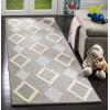 SAFAVIEH Kids Collection Area Rug – 5′ x 7′, Grey & Multi, Handmade Diamond Wool, Ideal for High Traffic Areas in Living Room, Bedroom (SFK902B)(Grey/Multi)