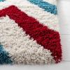 SAFAVIEH Kids Shag Collection Area Rug – 6’7″ Square, Ivory & Red, Chevron Design, Non-Shedding & Easy Care, 2-inch Thick Ideal for High Traffic Areas in Living Room, Bedroom (SGK564B)(Ivory/Red)
