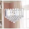 SAFAVIEH Lighting Collection Hampton Art Deco Glam Chrome/ Clear Crystal 17-inch Diameter 2-light Adjustable Hanging Chandelier Pendant Light Fixture (LED Bulbs Included)