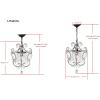 SAFAVIEH Lighting Collection Luna Shabby Chic Farmhouse Brown Iron/ Crystal 12-inch Diameter 1-light Adjustable Hanging Chandelier Light Fixture (LED Bulbs Included)
