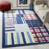 SAFAVIEH Kids Collection Accent Rug – 4′ x 6′, Blue & Multi, Handmade Patchwork Wool, Ideal for High Traffic Areas in Entryway, Living Room, Bedroom (SFK318A)(Blue/Multi)