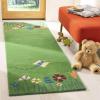 SAFAVIEH Kids Collection Accent Rug – 4′ x 6′, Green & Multi, Handmade Grass and Flowers Wool, Ideal for High Traffic Areas in Entryway, Living Room, Bedroom (SFK751A)(Green/Multi)