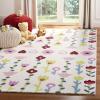 SAFAVIEH Kids Collection Area Rug – 5′ x 8′, Ivory & Pink, Handmade Floral Wool, Ideal for High Traffic Areas in Living Room, Bedroom (SFK918A)(Ivory/Pink)
