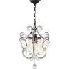 SAFAVIEH Lighting Collection Luna Shabby Chic Farmhouse Brown Iron/ Crystal 12-inch Diameter 1-light Adjustable Hanging Chandelier Light Fixture (LED Bulbs Included)